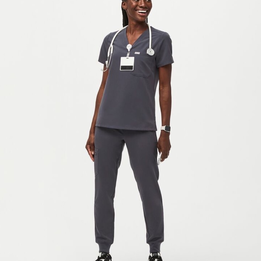 Figs Catrina Top - Zamora Jogger Scrub Set- Charcoal-XS